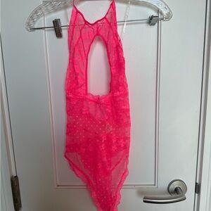 Victoria's Secret Bright Pink Lace Bodysuit